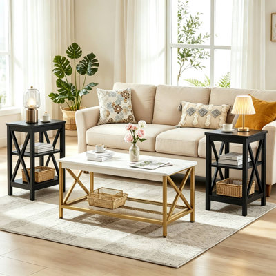 Ensemble de 3 tables basses Rustic