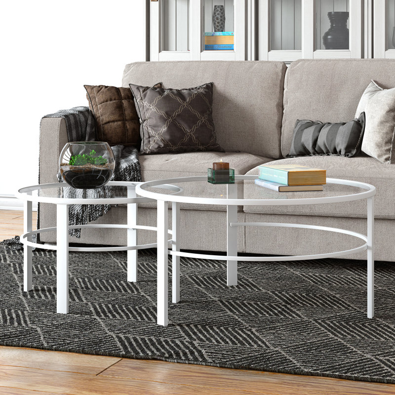 Gaia Glass Top Nesting Coffee Table, White