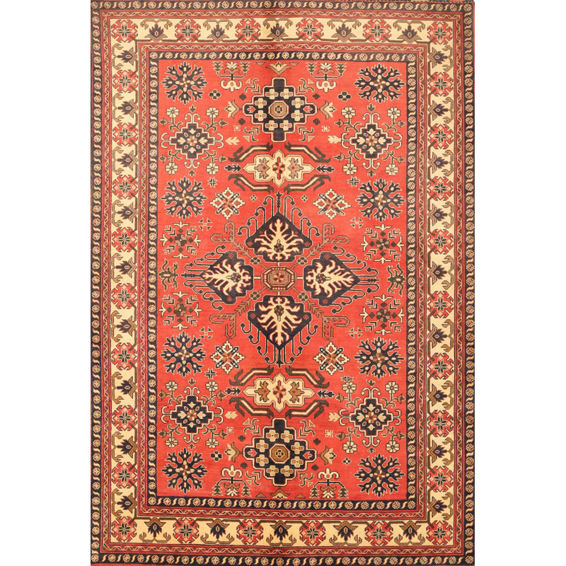 Tapis traditionnel rouge / beige Sourya, Rectangle 5 pi x 7 pi