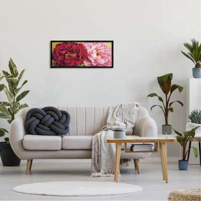 Duo de roses rouges et de dahlia, estampe numérique par Nathalie Besson