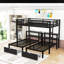 Full XL Over Twin & Twin Triple Bunk Bed with Drawers and Shelves