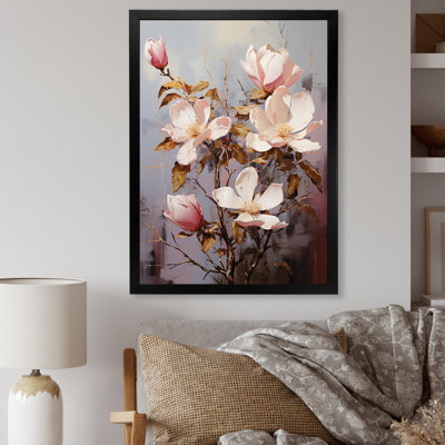 Magnolias II d'extravagance dorée sur toile
