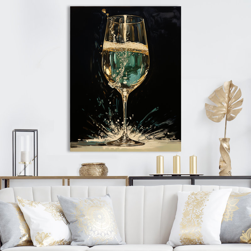 Gold And Emerald Champagne Dream - Wine & Champagne Wall Art Prints, Wrapped Canvas, 20" H x 12" W x 1" D