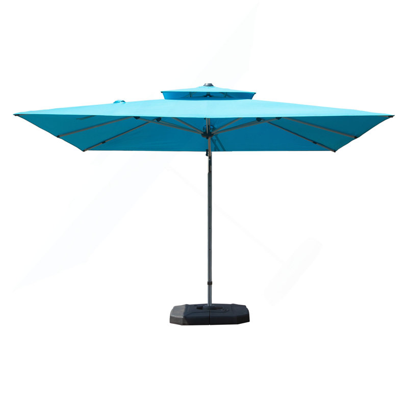 Parasol en porte-à-faux rectangulaire 9 pi x 11 pi avec mât central (base non incluse), Bleu lac