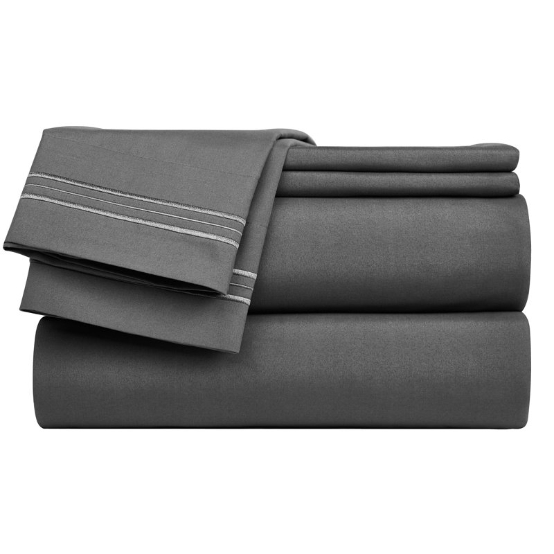 Boston Microfiber Sheet Set, Queen, Dark Gray