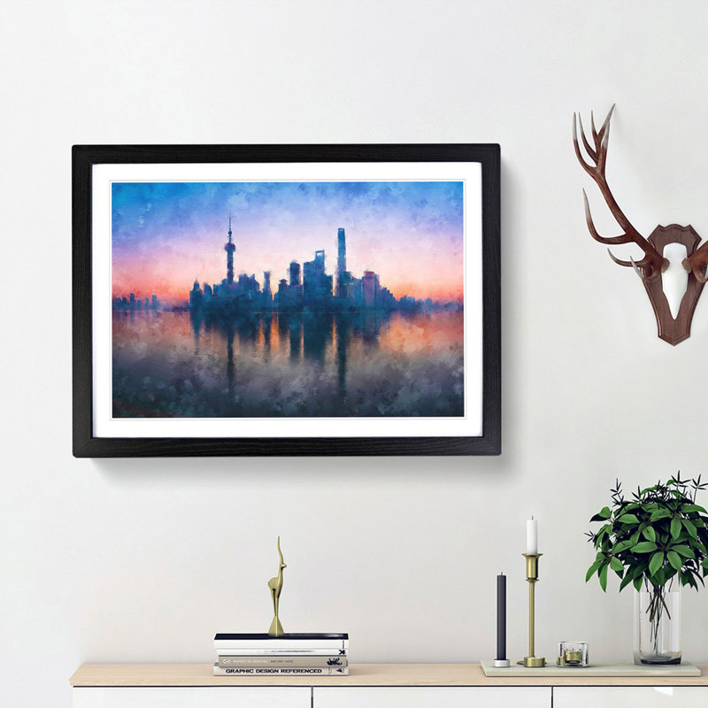 View of Shanghai in China - Picture Frame Graphic Art Print, Black Framed, 62cm H x 87cm W x 2cm D
