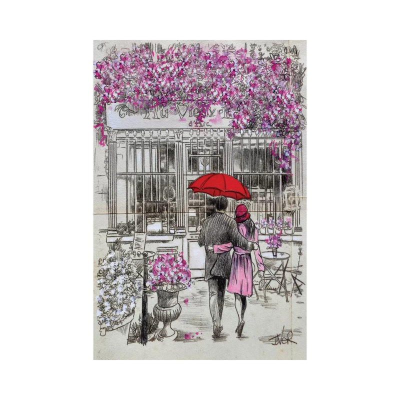 A Little Walk To The Cafe by Loui Jover - Painting on Canvas, Wrapped Canvas, 66.04cm H x 45.72cm W x 3.81cm D