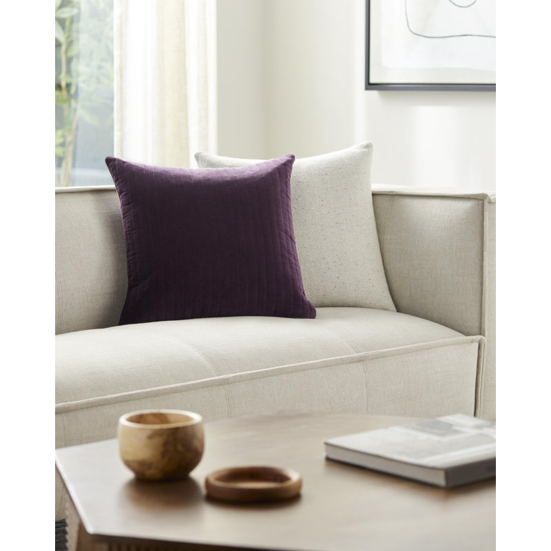 Coussin en coton Beyerne, Housse de coussin seulement - sans coussin, 18 po x 18 po, Mauve foncé