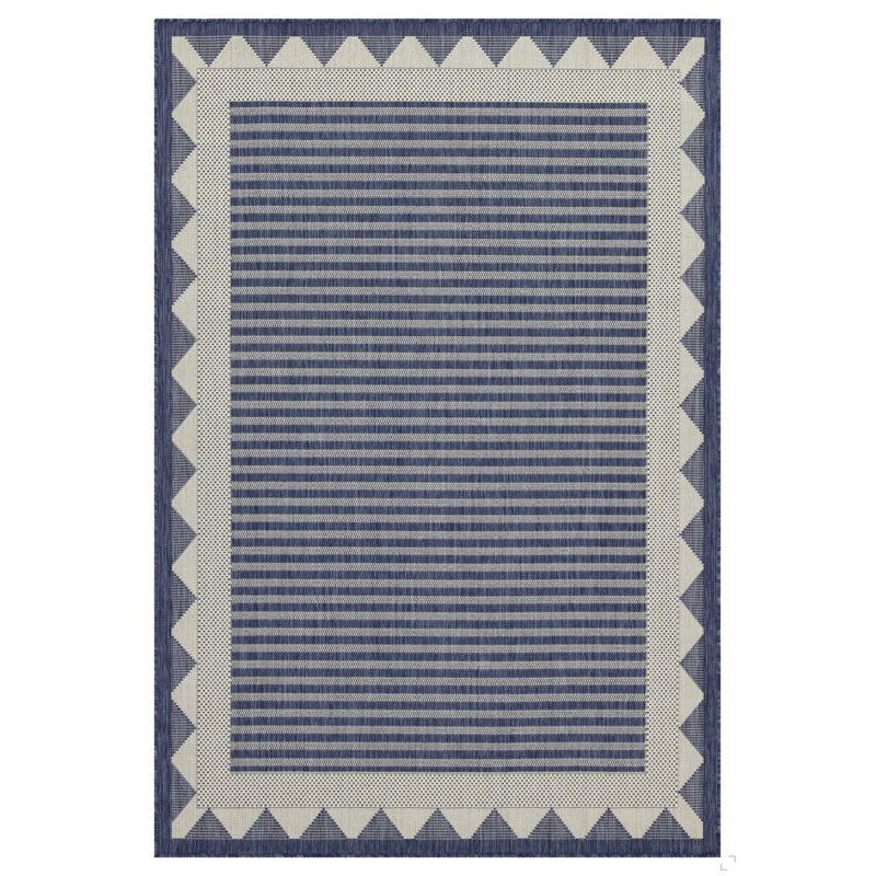 Sunshine GC_HAR2013 Blue 5 Ft. 3 In. X 7 Ft. 3 In. Indoor/Outdoor Area Rug, Rectangle 5'3" x 7'3", Blue/White