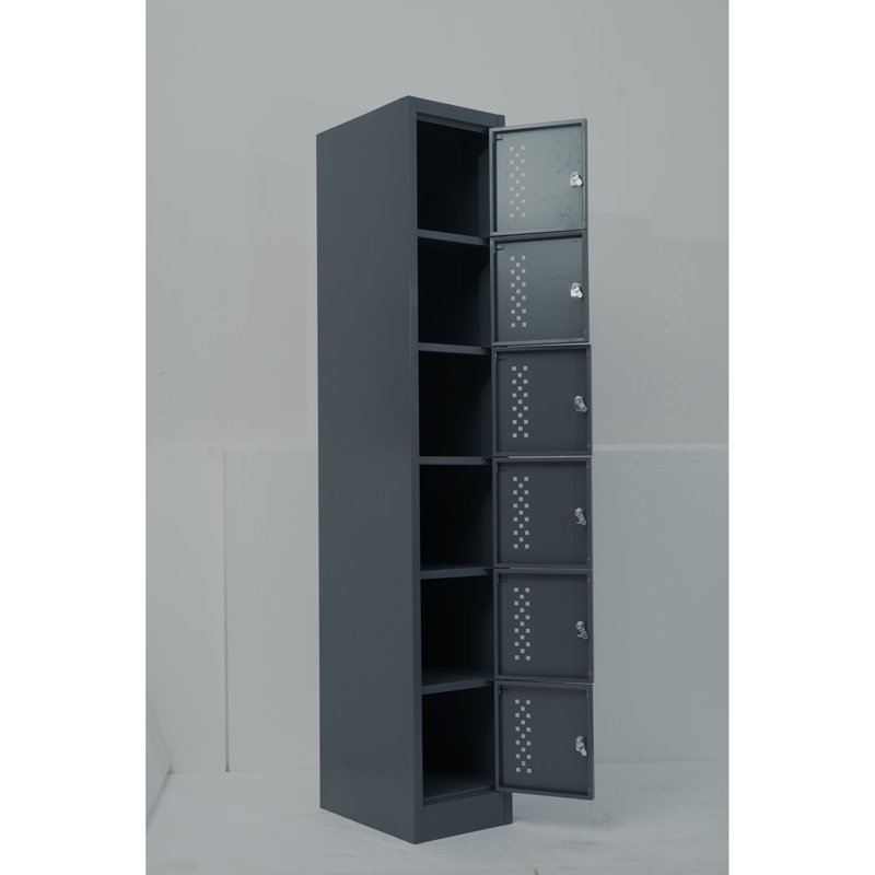 Armoire de rangement en métal avec six compartiments, armoire verrouillable en acier de 70,98 pouces