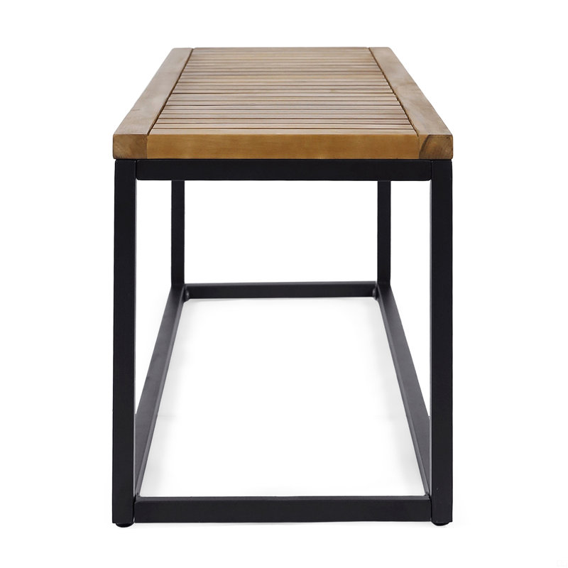 Banc industriel en bois et métal, Brun / Noir