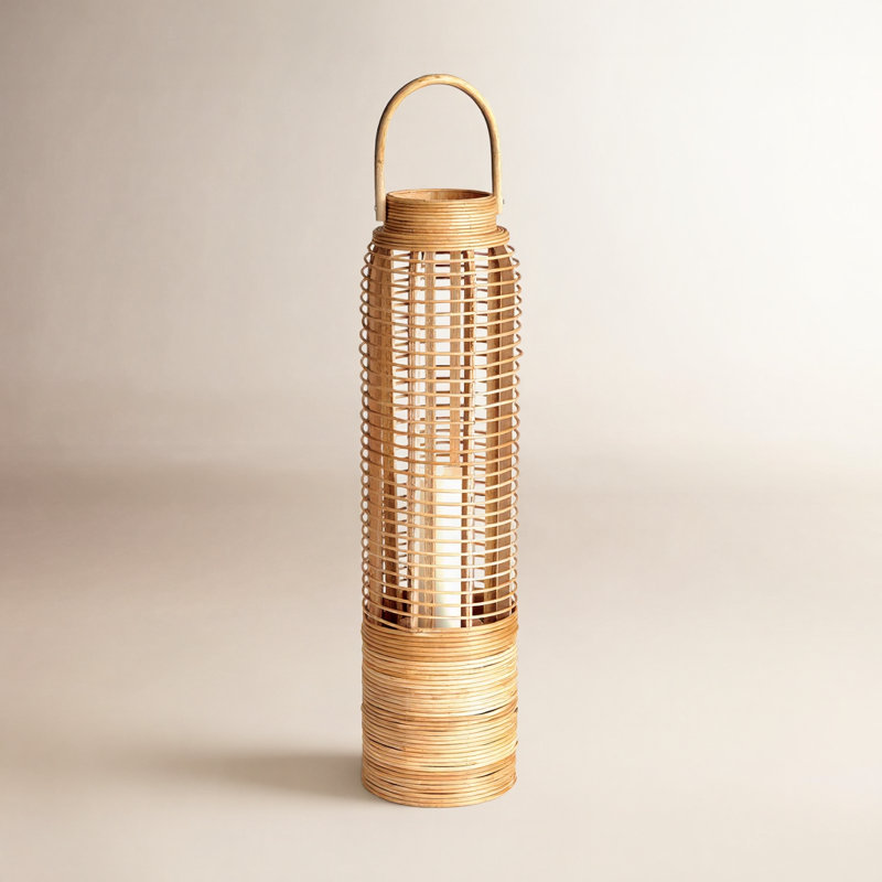 Wicker Tabletop Lantern, 27.5" H x 7" W x 7" D