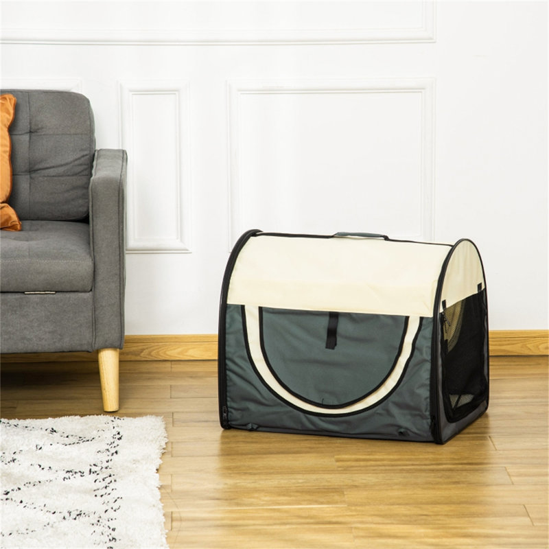 Misael Folding Fabric Soft Dog Cat Travel Pet Carrier, Grey, 76cm H x 97cm W x 71cm D