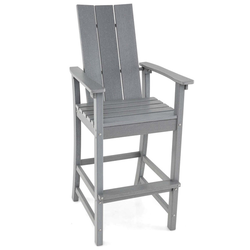  Chaise haute Adirondack avec accoudoirs ergonomiques et repose-pieds pour la cour arrière, Gris