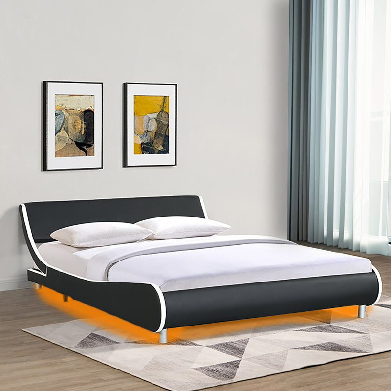 Kealani Upholstered Bed, Black/White