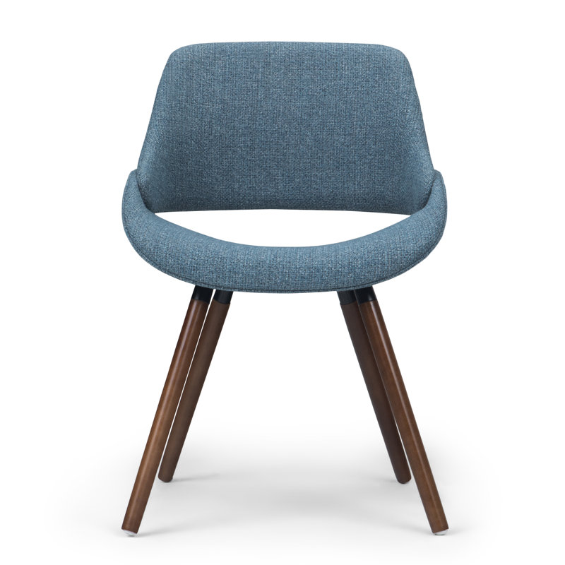 Chaise de salle à manger rembourrée Malden, Polyester bleu denim