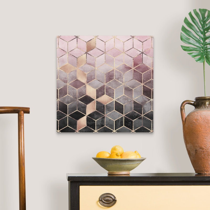 «Pink Grey Gradient Cubes», reproduction d'impression sur toile, Toile tendue, H 20 po x l 20 po x P 1,25 po