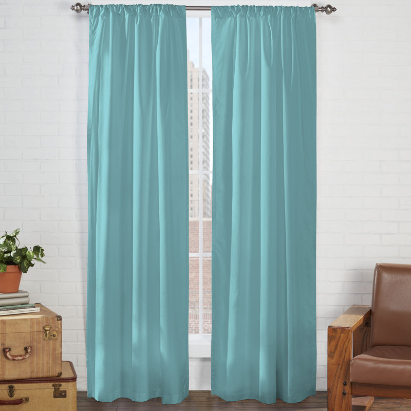 Cadenza Microfiber Rod Pocket Panel Pair (2 Panels), 40" W x 54" L, Aegean