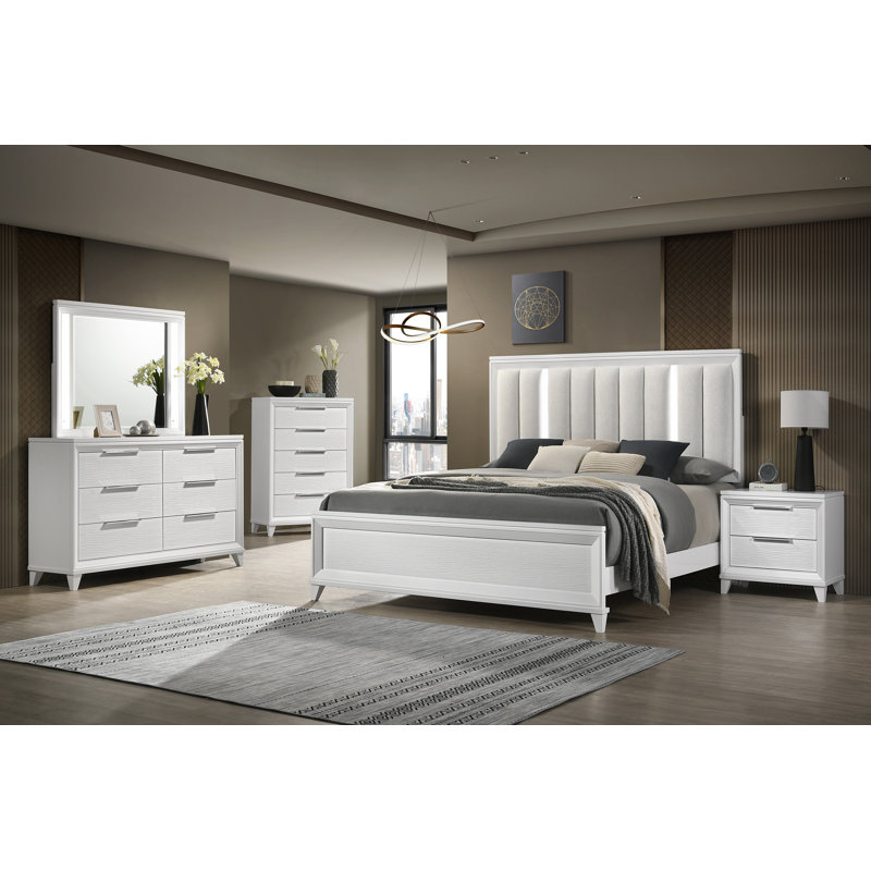 Lit contemporain avec lit à panneaux 2 pièces et 3 pièces