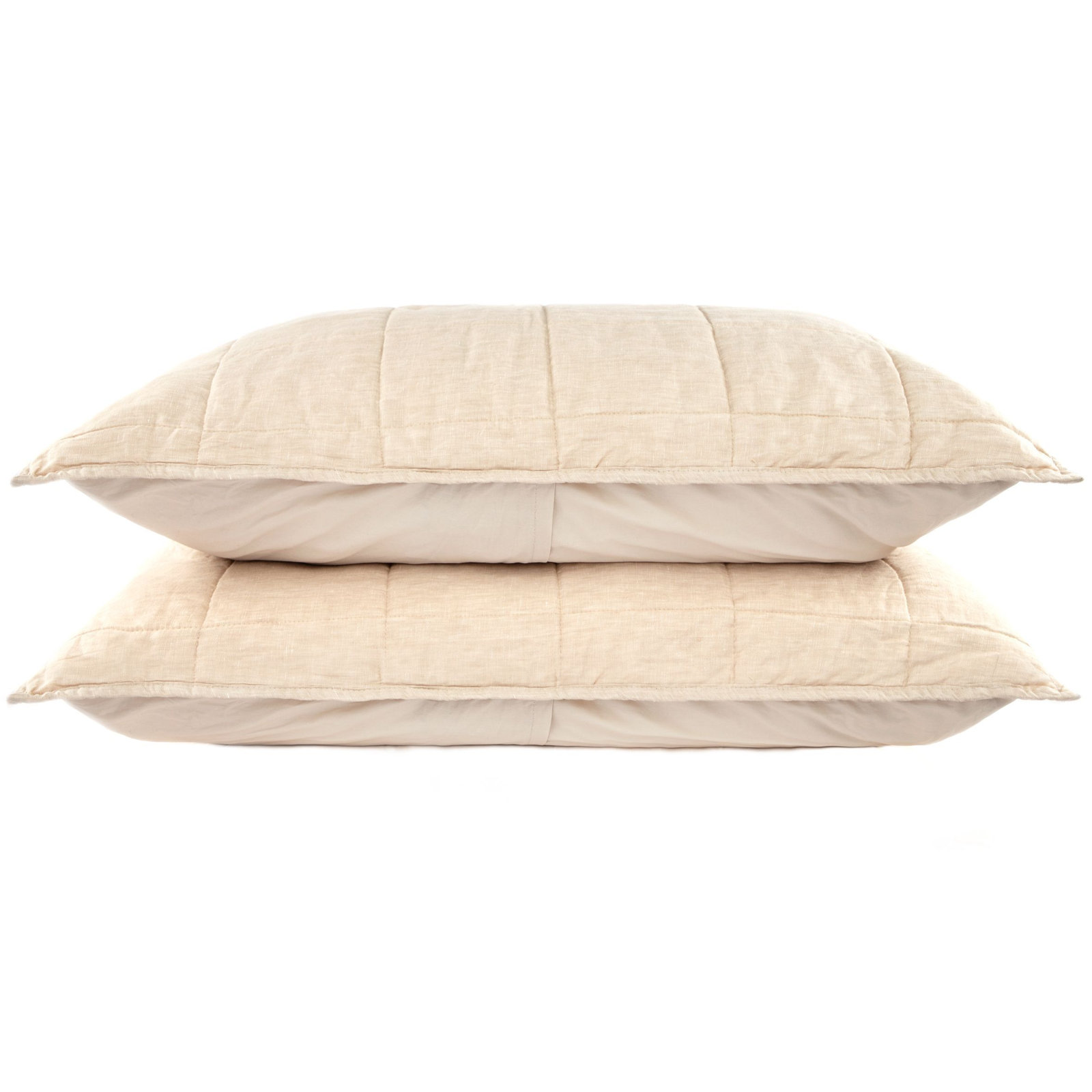 French Linen Box Stitch Quilted Sham Set, King, Putty Heather