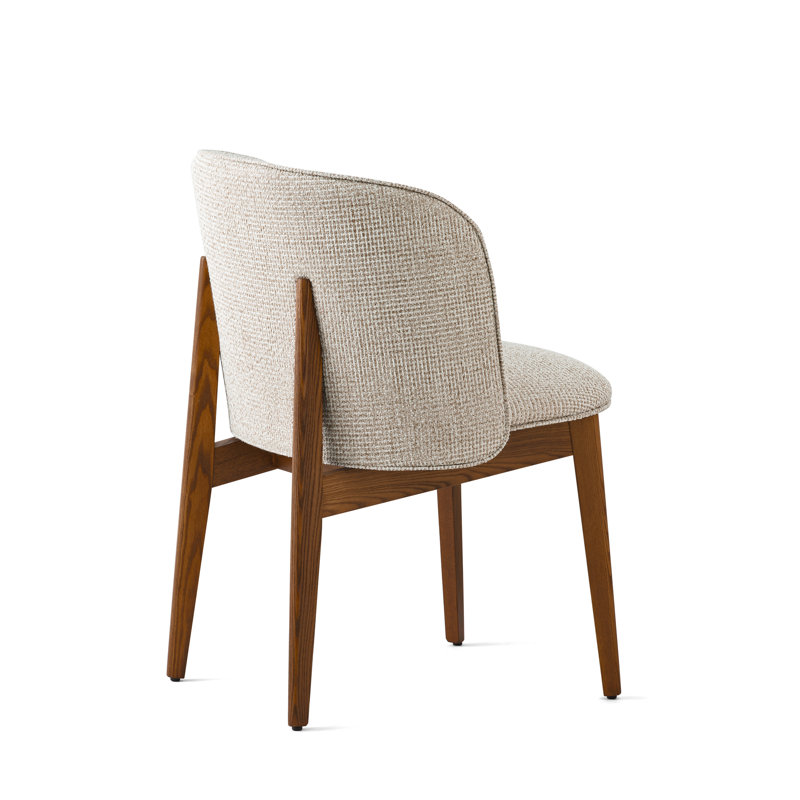 Abrey Upholstered Armchair with Wooden Base, Hemp, Walnut