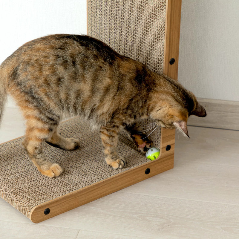 Chariyah L-shaped Cat Scratching Post with Spring Toy