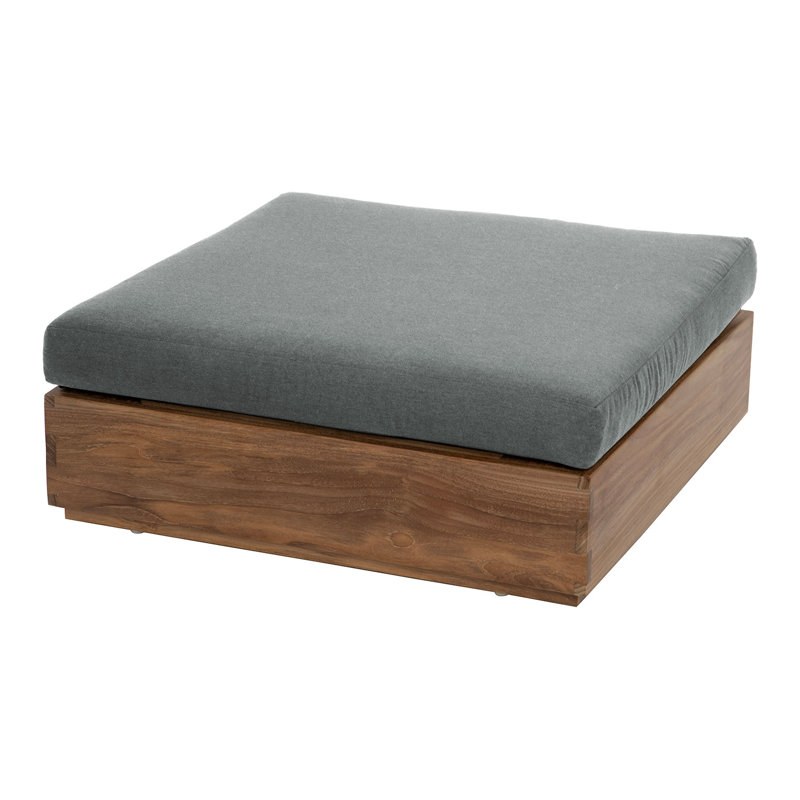 Repose-pieds d'extérieur en teck Pacific avec coussin Sunbrella, Gris anthracite