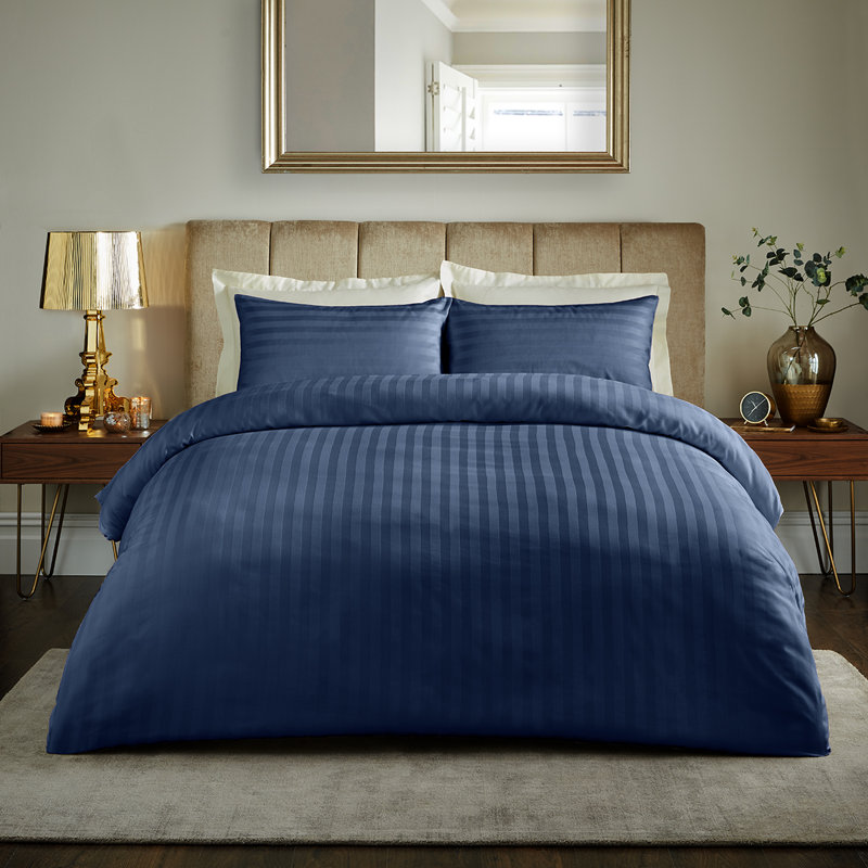 Frieda Cotton Blend Striped Duvet Cover Set with Pillowcases Included, Double Duvet Cover + 2 Standard Pillowcases