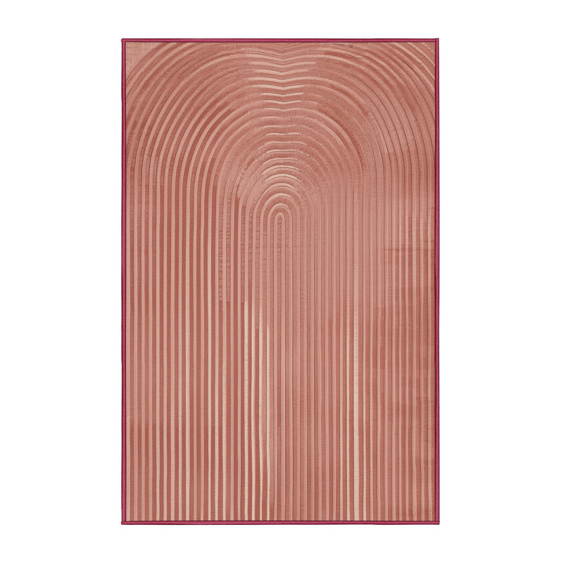 Soft Plush Feemster Valentines Modern & Contemporary Abstract Area Rug in Brown – Rose Binding, 2x5