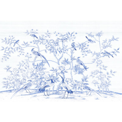 «Bird Party In Blue Porcelain» par Paul Montgomery - impression sur toile tendue