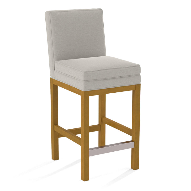 Upholstered Stool, White Performance Fabric; 0851-94, Frost White Finish