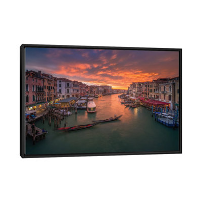 Grand Canal At Sunset ,View From The Rialto Bridge ,Venice by Anton Calpagiu - Floater Frame Print on Canvas