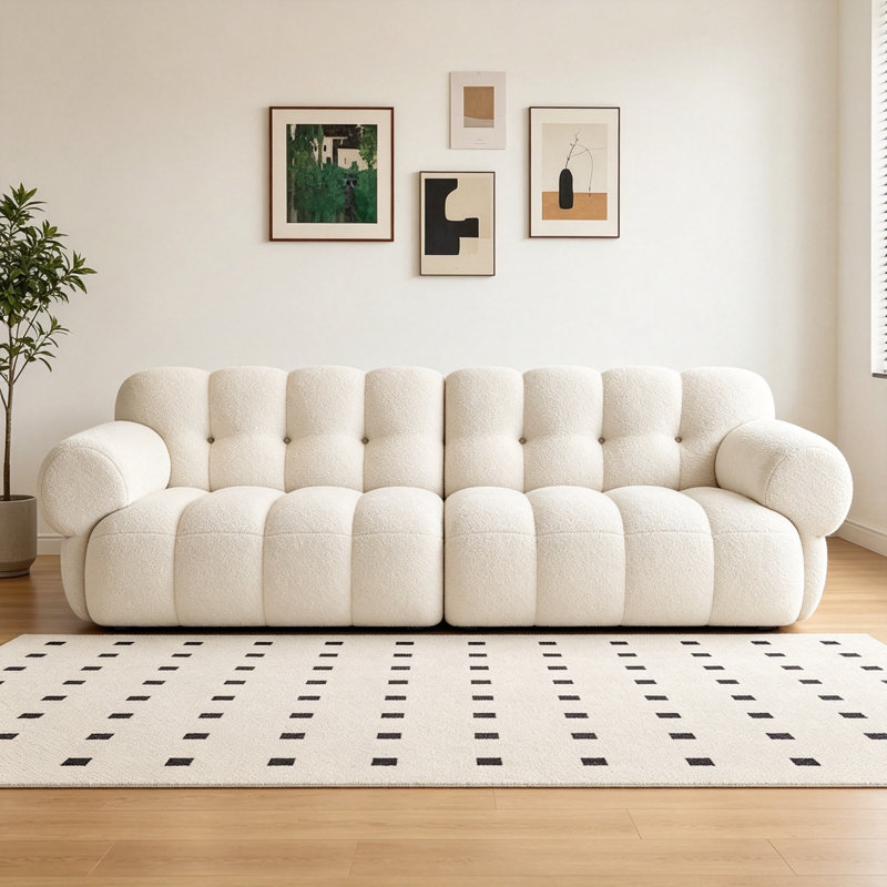 Canapé de style français à la mode et créative, Tissu blanc cassé