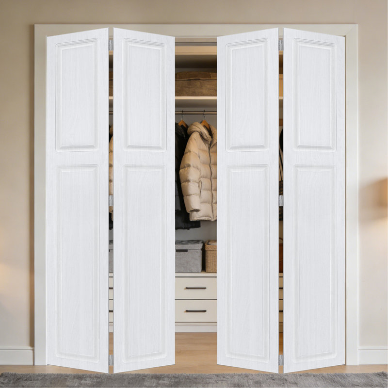 Porte de grange coulissante double en panneau de fibres à densité moyenne noyer blanc double 84 po x 80 po avec quincaillerie