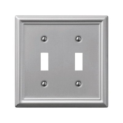 Amerelle Chelsea Brushed Nickel 2 gang Metal Toggle Wall Plate 1 pk