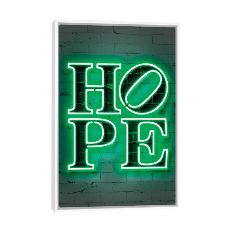 "Hope" par Octavio Mielu-impression d’art textuel, Toile blanche encadrée, Pas de tapis, H 48 po x l 32 po x P 1,5 po