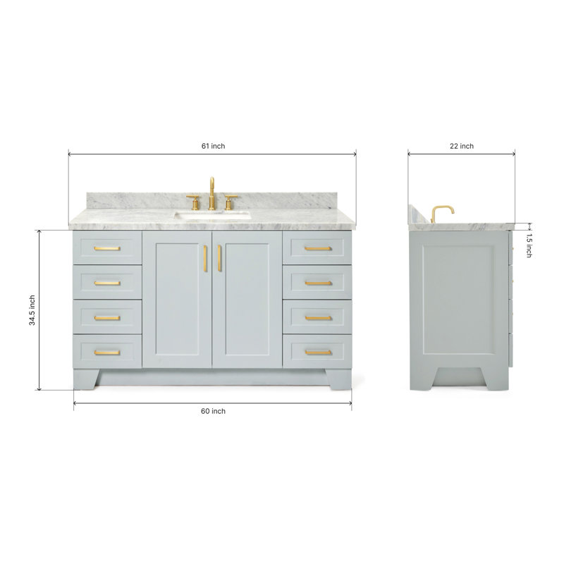 ARIEL TAYLOR 61 IN RECTANGLE SINK VANITY, Gray, Rectangle