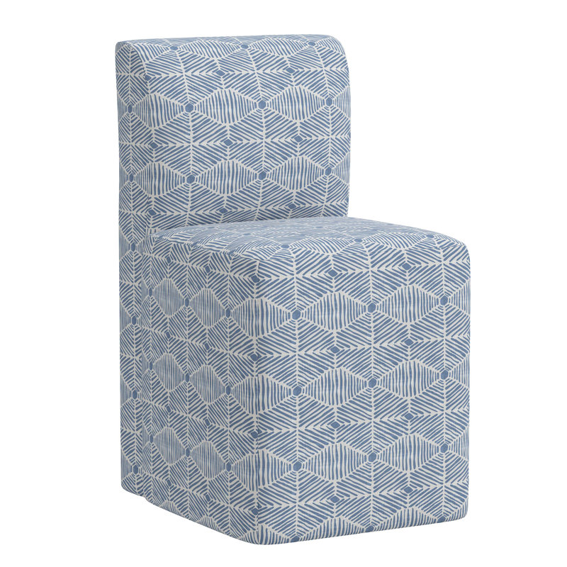 Chaise parsons en coton Traudl, Bleu délavé diamant peint