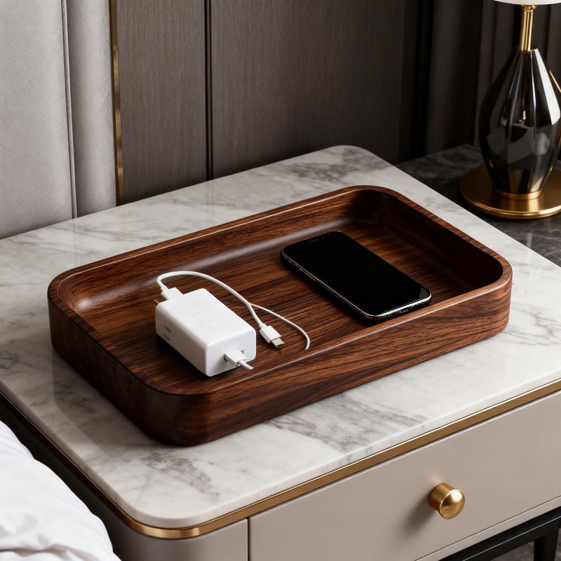 Handcrafted Walnut Wood Tray - Elegant Jewelry Display, Tea Ceremony Serving Plate, Entryway Decor Organizer - Luxury Home Decorative Tray