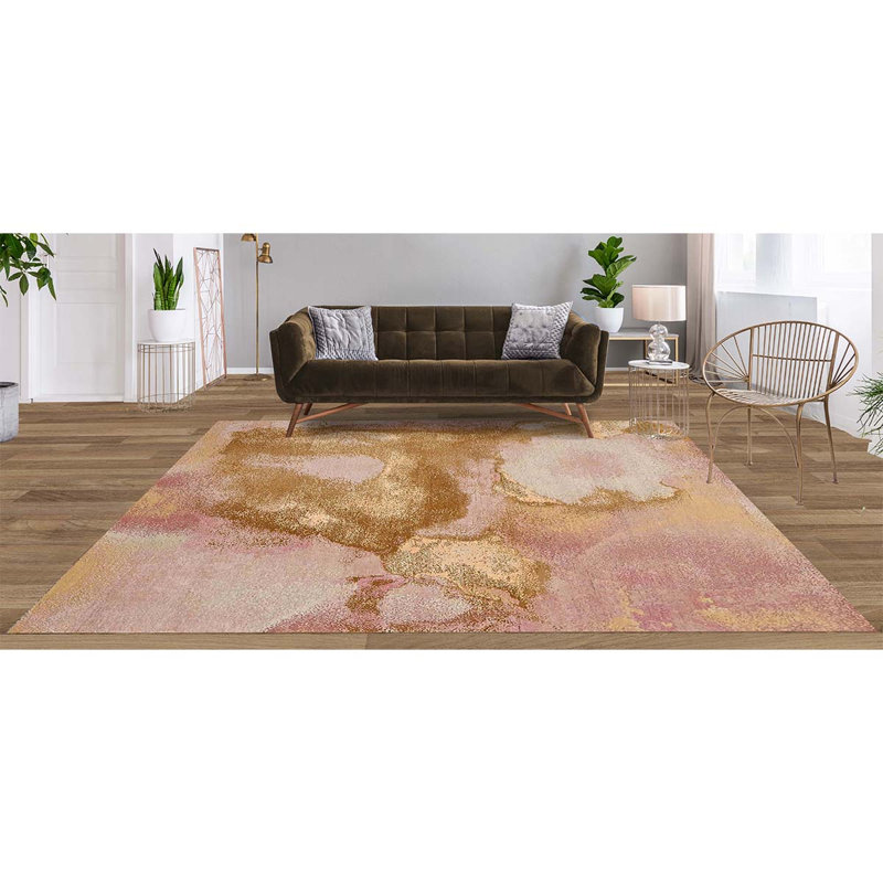 CASKJ2066PIGL Handmade Silk and Wool Area Rug, Rectangle 8' x 10'