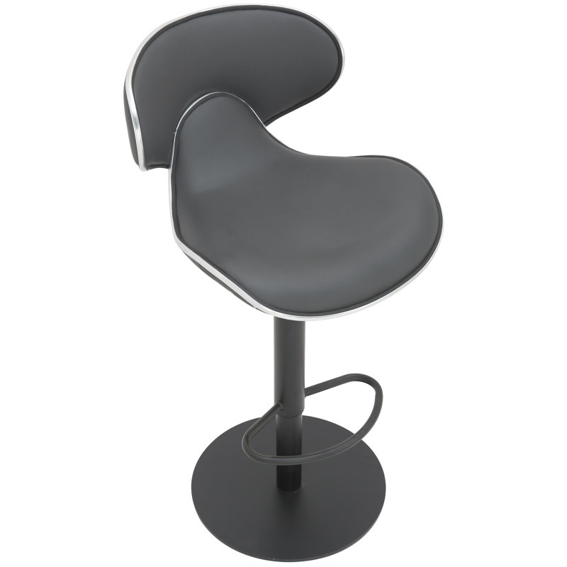 DuClaw Swivel Upholstered Adjustable Height Counter Stool with Metal Frame, Charcoal