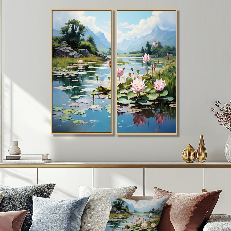 «China Art Jade Lotus II», art mural sur toile, 40" H x 40" W, Impression encadrée flottante, Cream