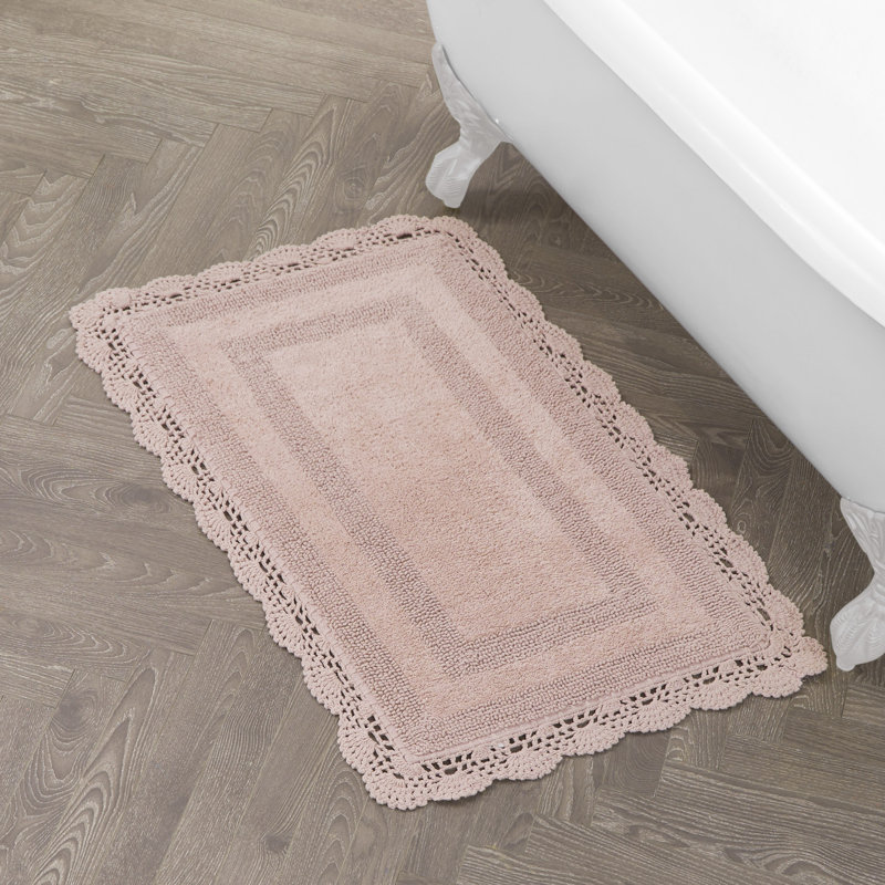 Tapis de bain en coton fabriqué au crochet lavable à la machine Laura Ashley, L 40'' x l 24'', Rougir