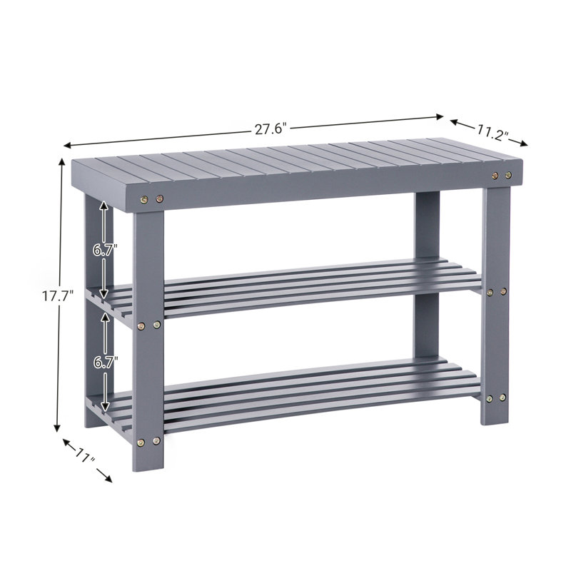 Kankakee Bamboo Shoe Bench, Gray