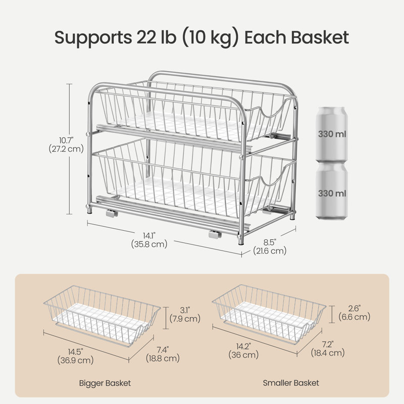 2-tier Cupboard Storage Organizer, Under Sink Organizer With 2 Basket Drawers, Stackable For Kitchen, Bathroom