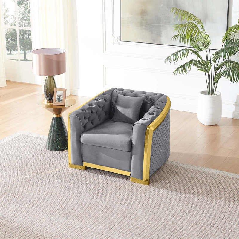 Canapé Chesterfield, Grey Velvet