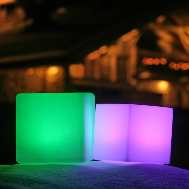 Dice Battery Powered Integrated LED Color Changing Outdoor Table Lamp, 5.5" H x 6.2" W x 6.2" D