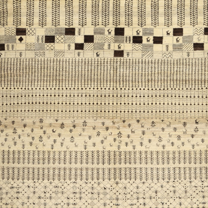 Tapis beige/noir contemporain, Carré 3 pi