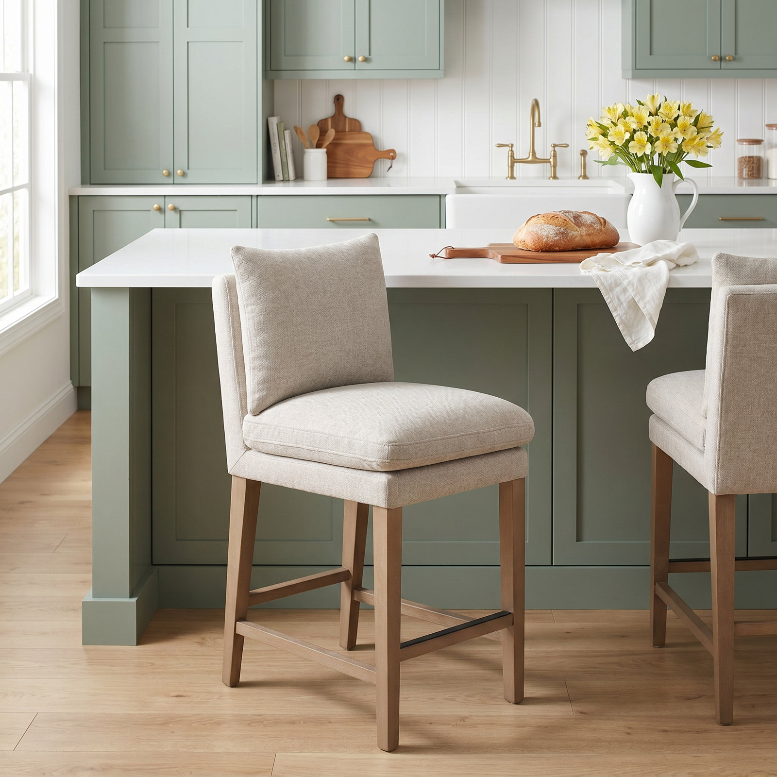 Brinley 26" Bar Stool, Milo Mink Chenille