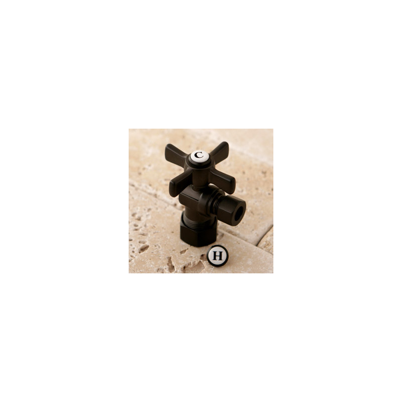 Kingston Brass Millennium 5/8-Inch OD Comp x 3/8-Inch OD Comp Quarter-Turn Angle Stop Valve, Oil Rubbed Bronze